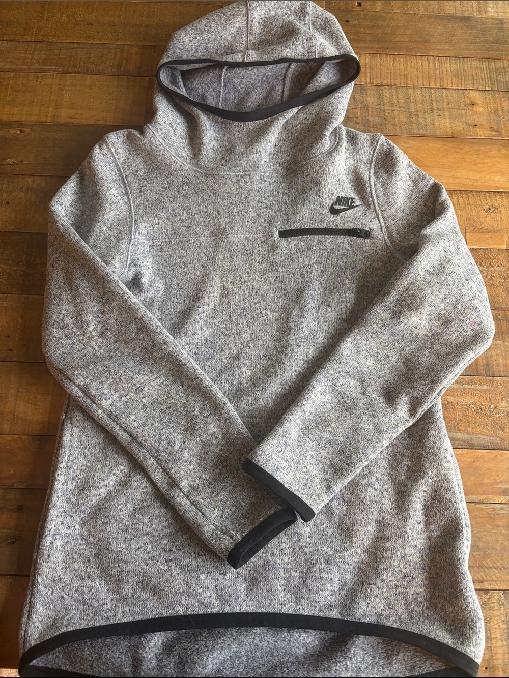 Nike Women's Heather Grey Hooded Pullover with Chest Zip